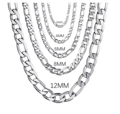 Figaro chain necklace - silver - 12mm 24"