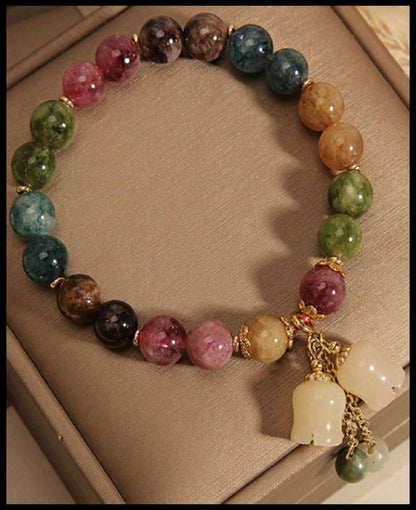 Natural multicolor beryl bracelet- Bracelet - Gold - adj