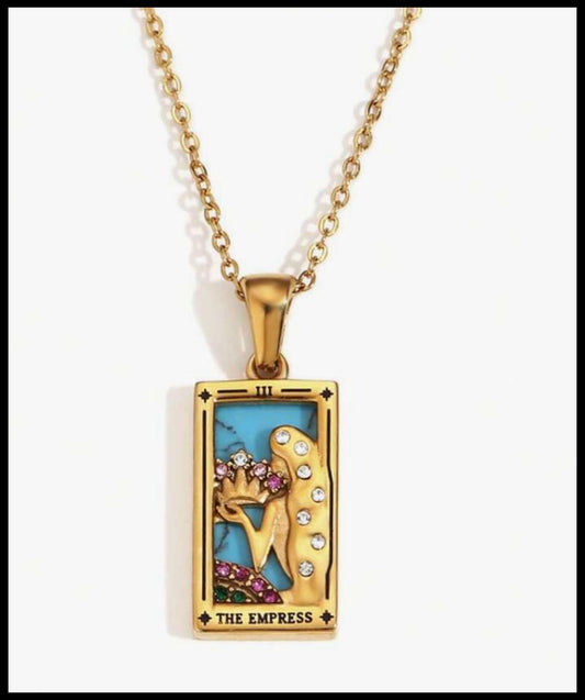 The Empress tarot - Necklace - Gold - CZs - 18"