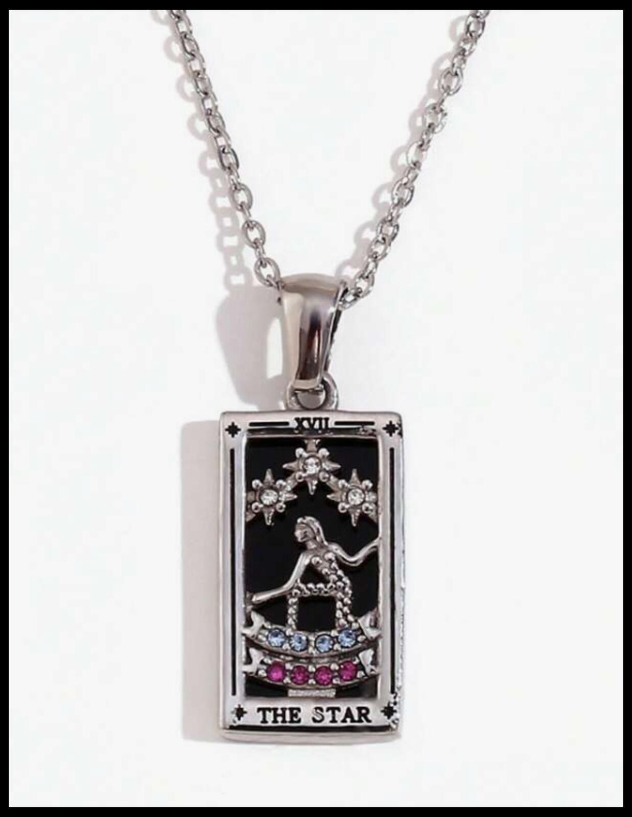 The star tarot - Necklace - Silver - CZs - 18"