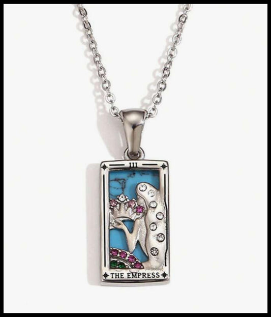 The empress tarot - Necklace - Silver - CZs - 18"