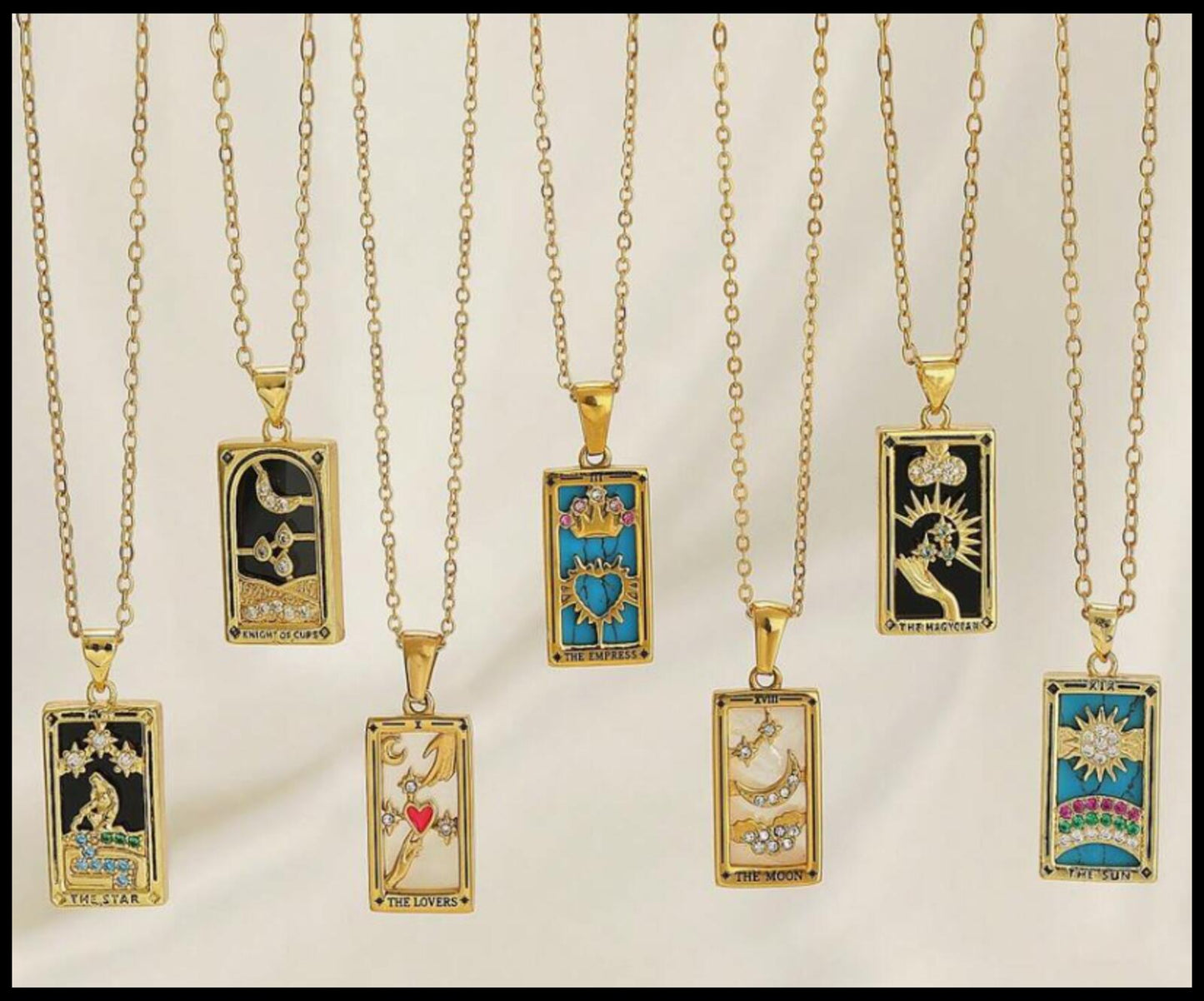 The Star tarot - Necklace - Gold - CZs - 18"