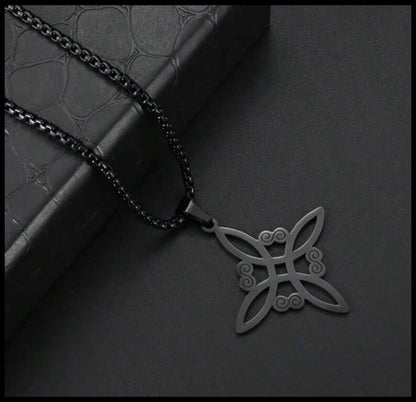 Black stainless steel celtic knot necklace - 20"