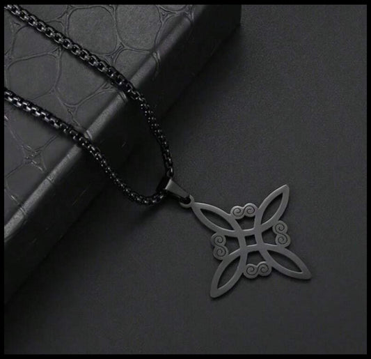 Black stainless steel celtic knot necklace - 20"