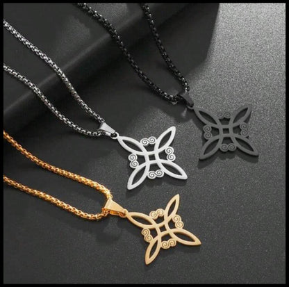 Black stainless steel celtic knot necklace - 20"