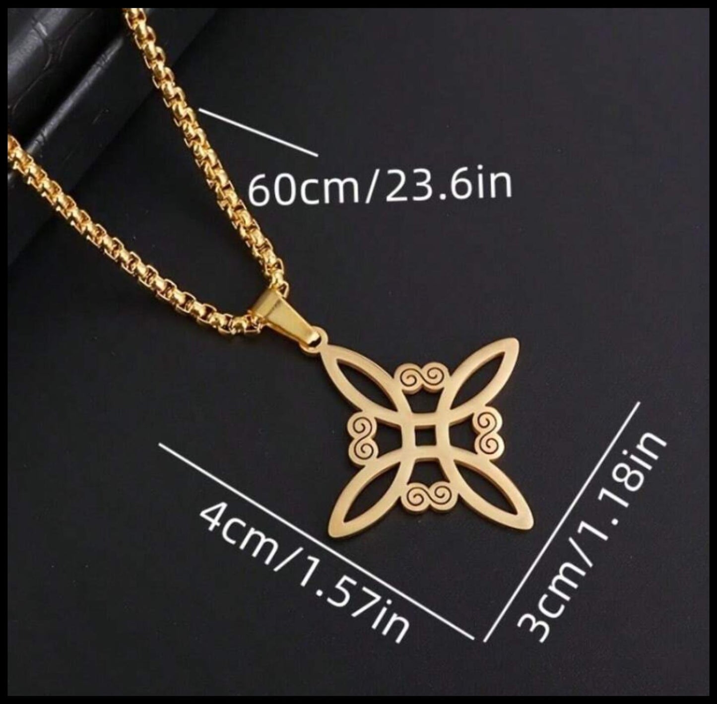 Black stainless steel celtic knot necklace - 20"