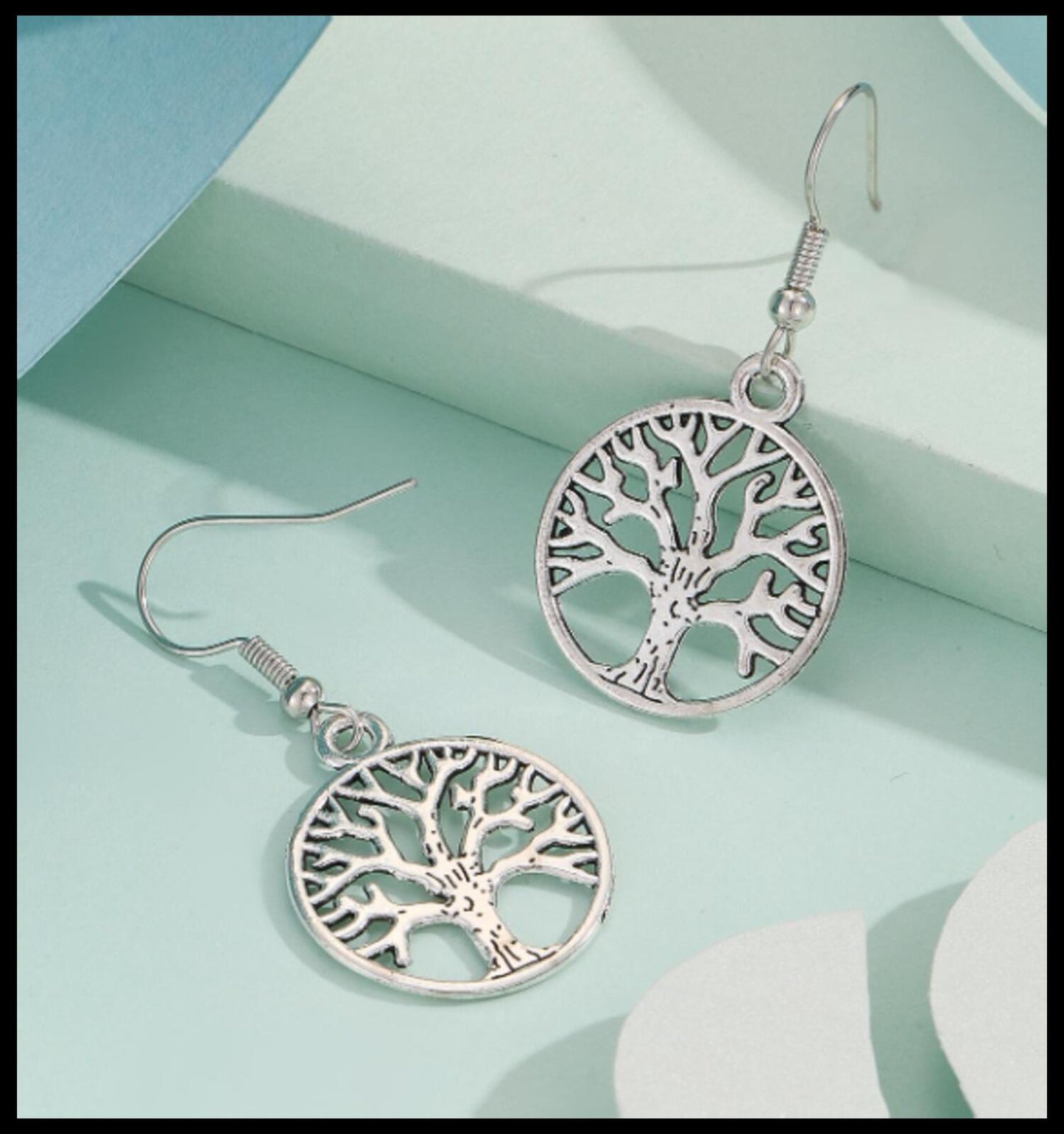 Tree of life drop - Earrings - Silver - 1.5"