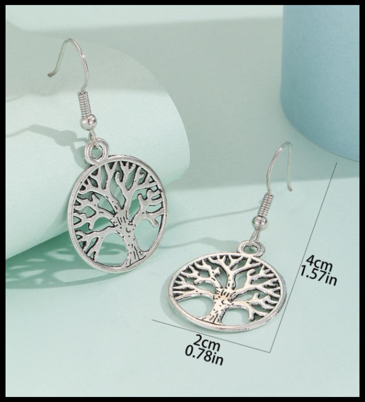 Tree of life drop - Earrings - Silver - 1.5"