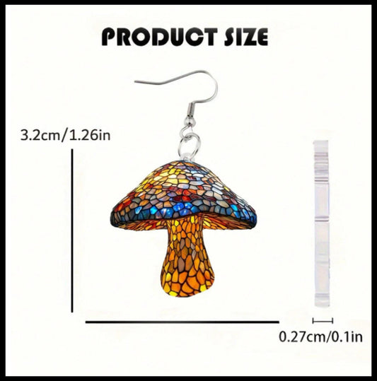 Multicolor acrylic stain glass style - Earrings - Silver - 1.5"