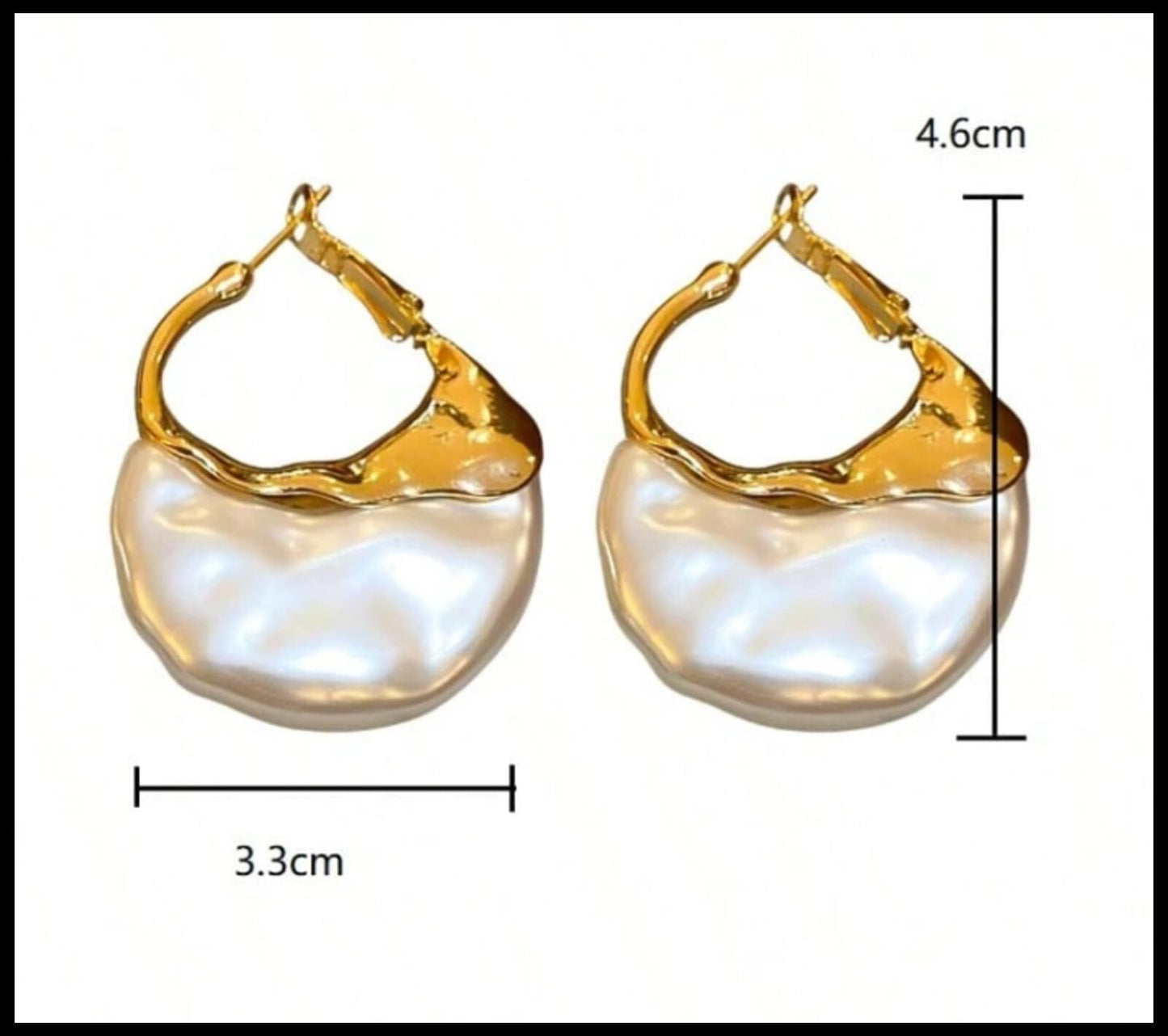 Gold drip imitation pearl hoops - Color - Earrings - Gold - 1.5"