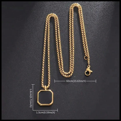 Black and gold enamel cube - Necklace - Gold - 24"