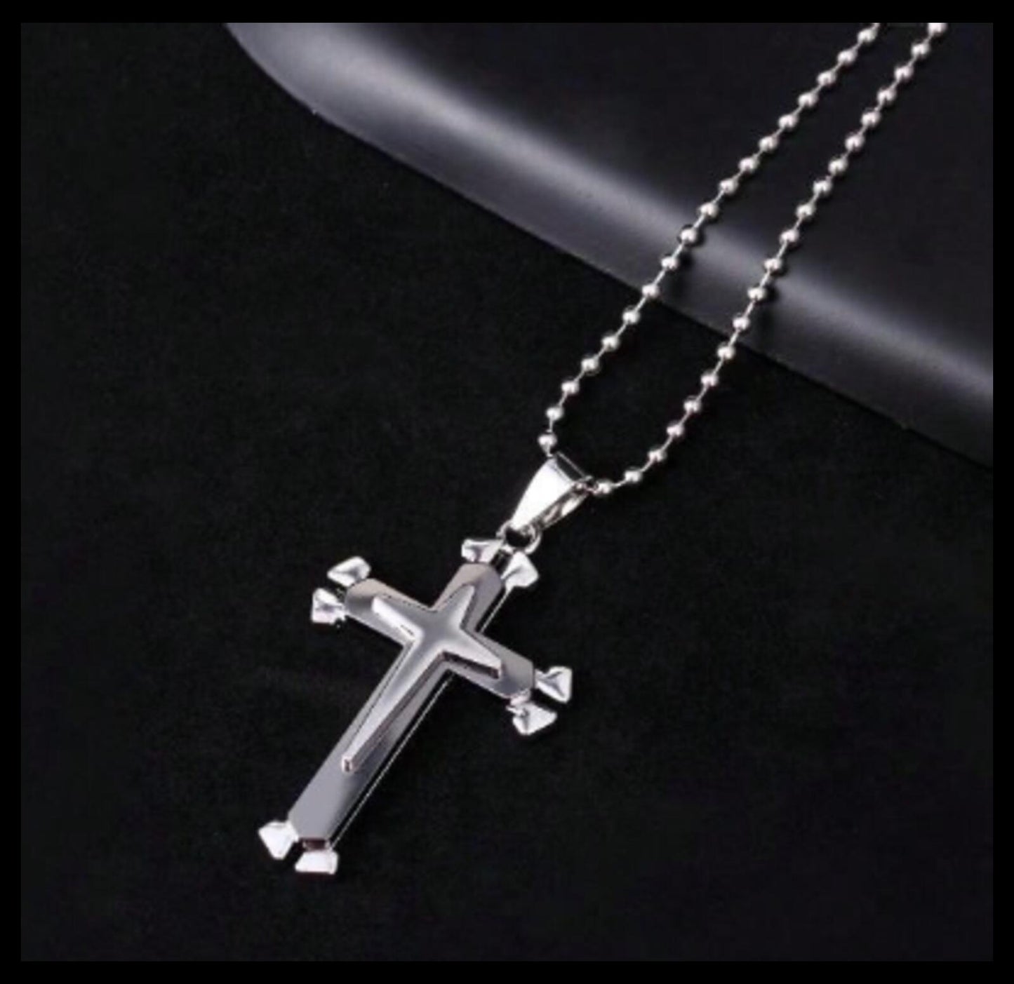 Double layer 2" cross - Necklace - Stainless Steel - 24"