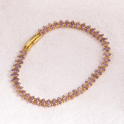 Lavender marquise tennis - Bracelet - Gold - CZs - 2.5 * 5mm / 6.5"