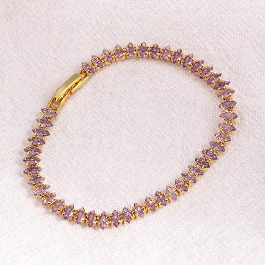 Lavender marquise tennis - Bracelet - Gold - CZs - 2.5 * 5mm / 6.5"