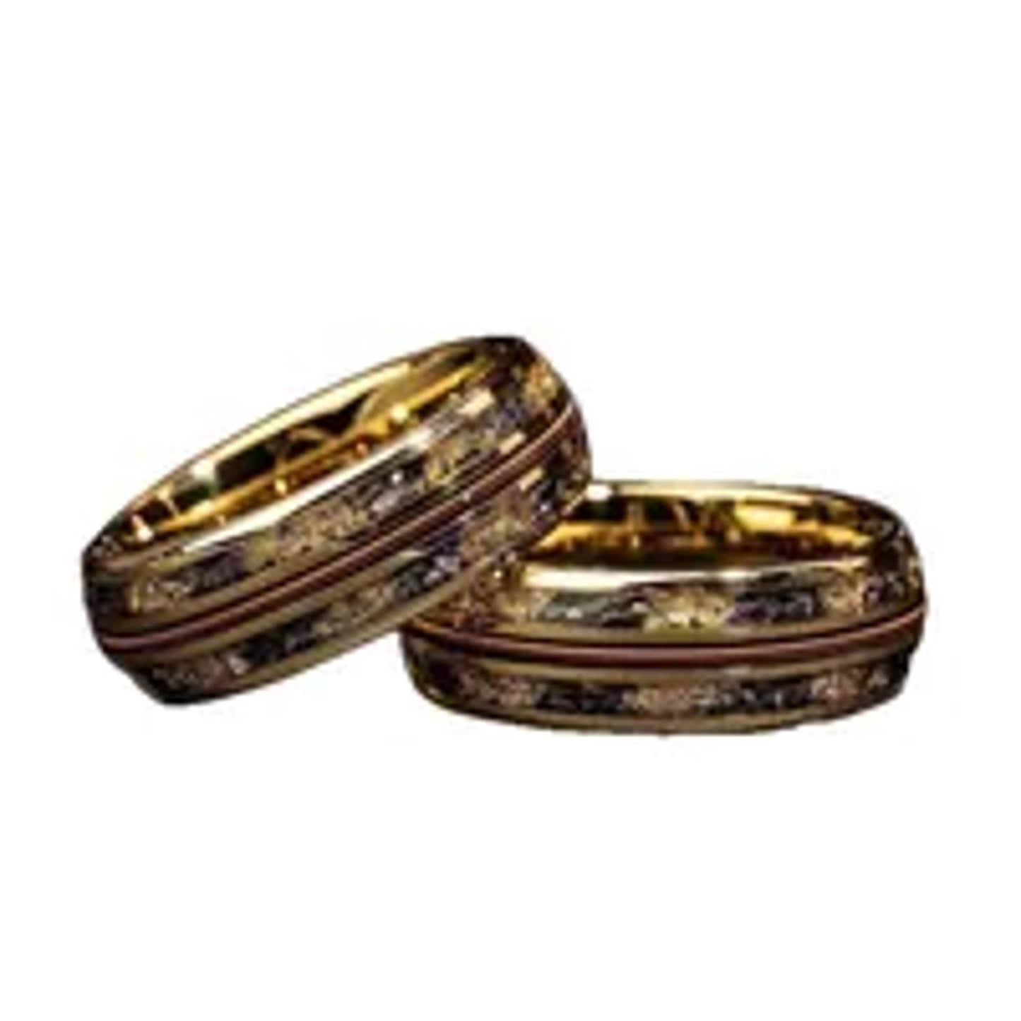 Gold and black luxury band - Ring - Gold - Size 10