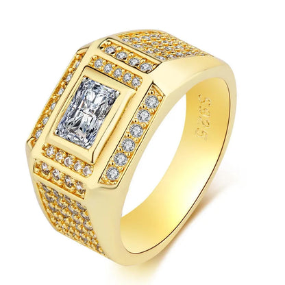 Bling rectangle - Ring - Gold - CZs - Size 8