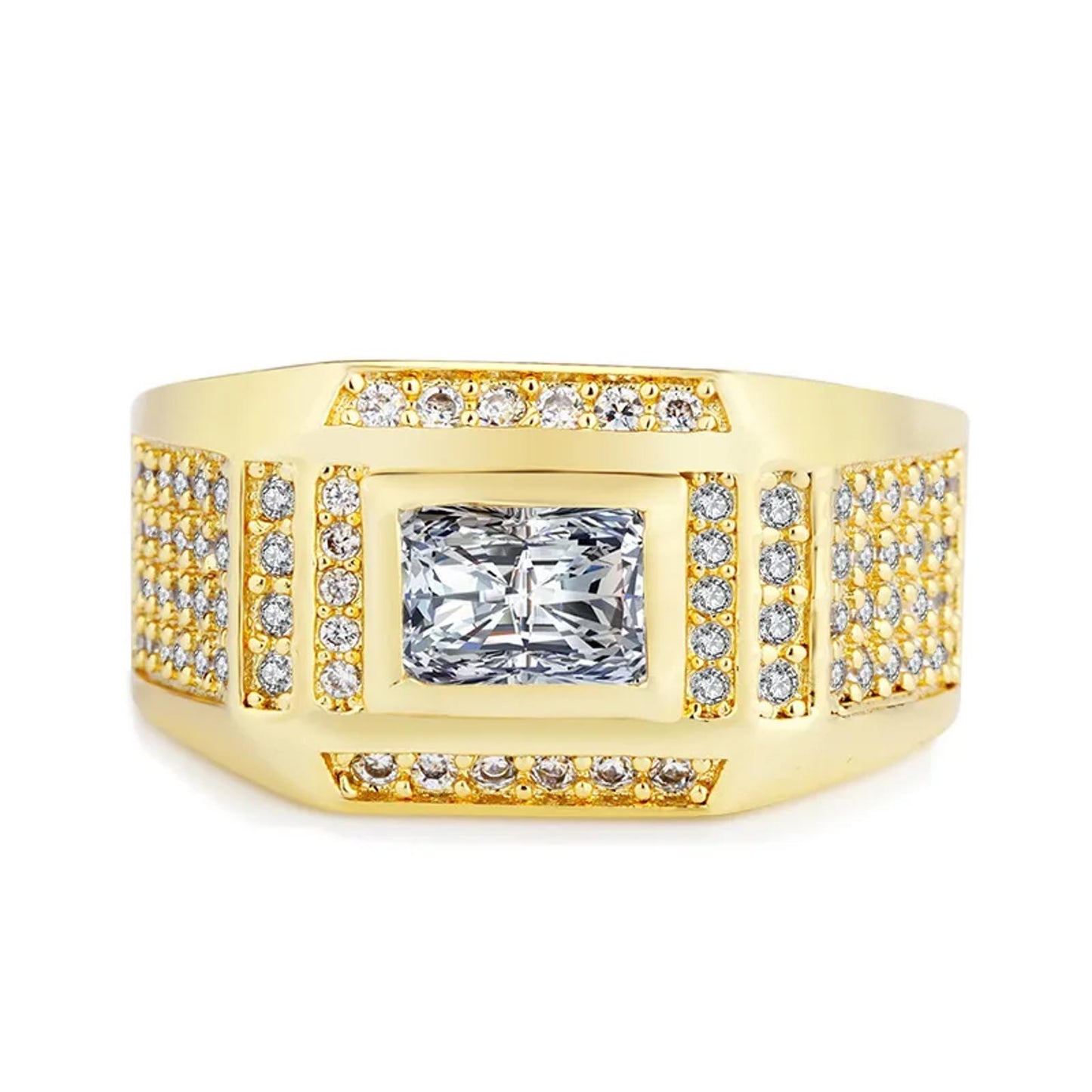 Bling rectangle - Ring - Gold - CZs - Size 10
