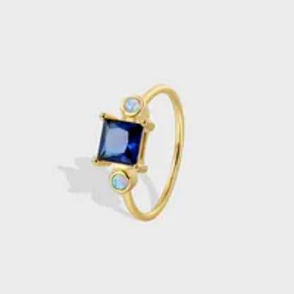 Blue and opal color - Ring - Gold - CZs - Size 6