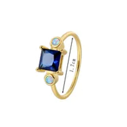 Blue and opal color - Ring - Gold - CZs - Size 8