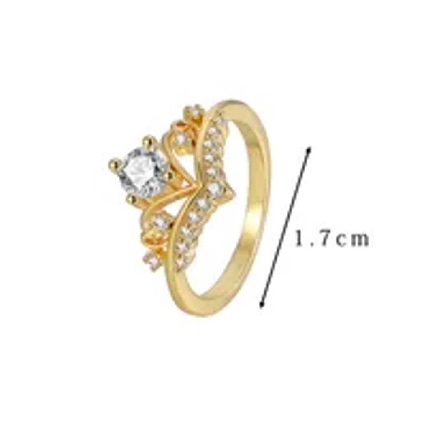 Round princess crown - Ring - Gold - CZs - Size 6