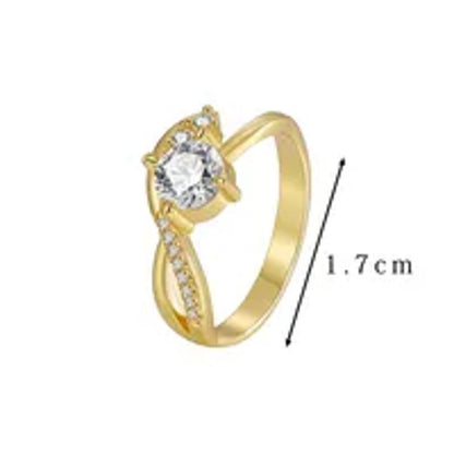 Round accent swirl - Ring - Gold - CZs - Size 6