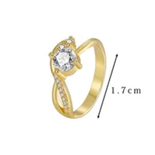 Round accent swirl - Ring - Gold - CZs - Size 6