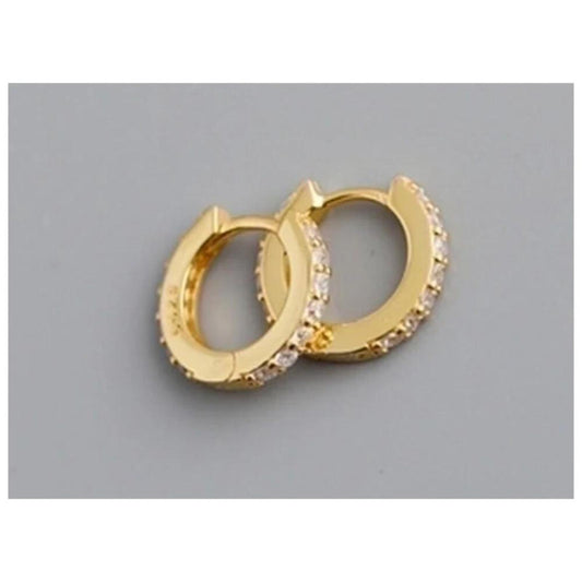 Huggies - gold - CZs - 1/2 inch