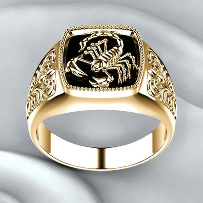 Black enamel scorpion RING - Gold - size 13