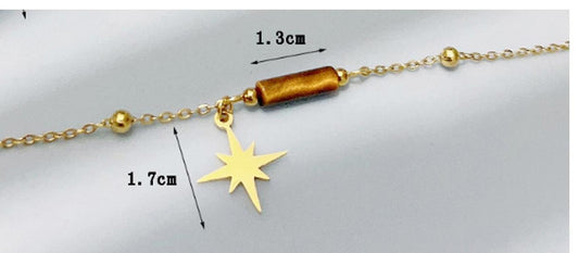 Natural tiger's eye Bracelet - Gold - 6.75 - 8.75"