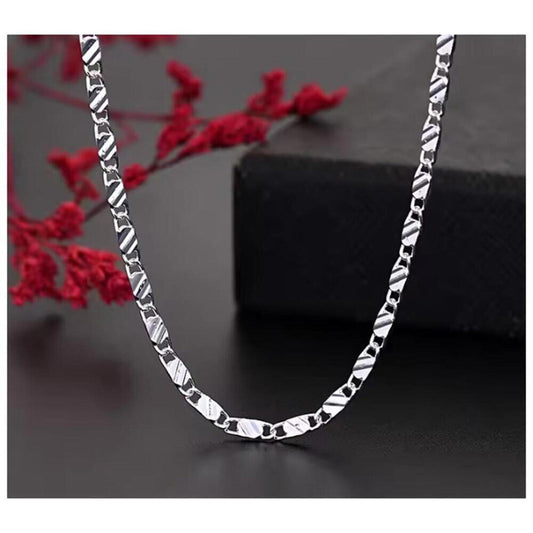Flat Link Chain Necklace - silver - 2mm, 24".