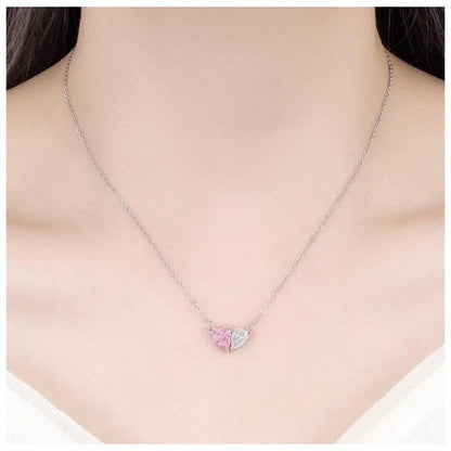 Pink and White Teardrop Set - Silver - 16-18" Necklace & Earrings