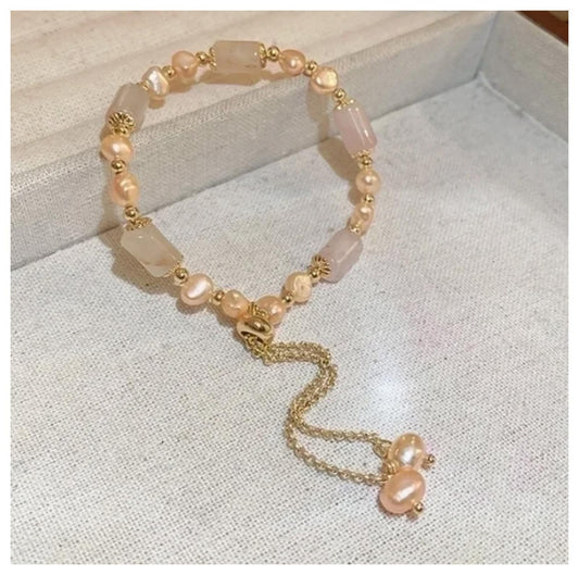 Pink freshwater pearl - Bracelet - Gold - 6.5-8"
