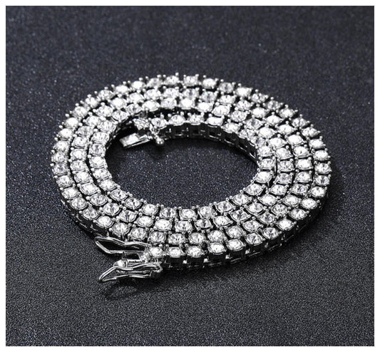 Tennis chain Necklace - Silver - CZs - 4mm 22"