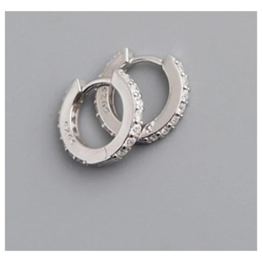 Huggies - silver - CZs - 1/2 inch