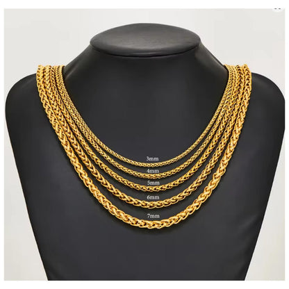 Spiga / Wheat chain - Necklace - 18K gold plated - 8mm / 24"