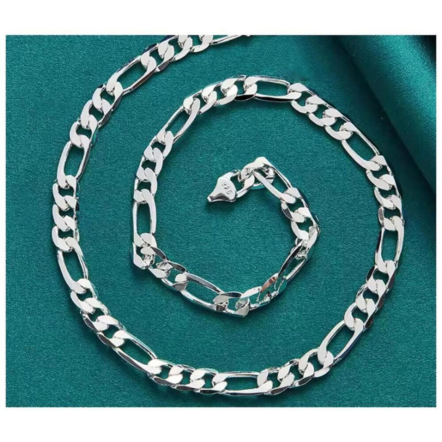 Figaro chain necklace - silver - 8mm 26"