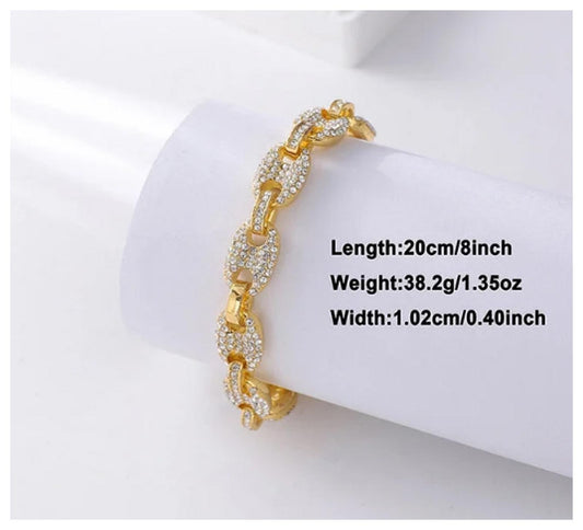 Mariner bling chain - Bracelet - Gold - CZs - 8"
