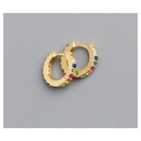 Multi-Color Huggies - gold - CZs - 1/2 inch