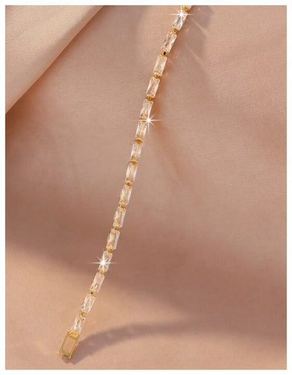 Radiant cut tennis - Bracelet - Gold - CZs - 4mm 7.87"