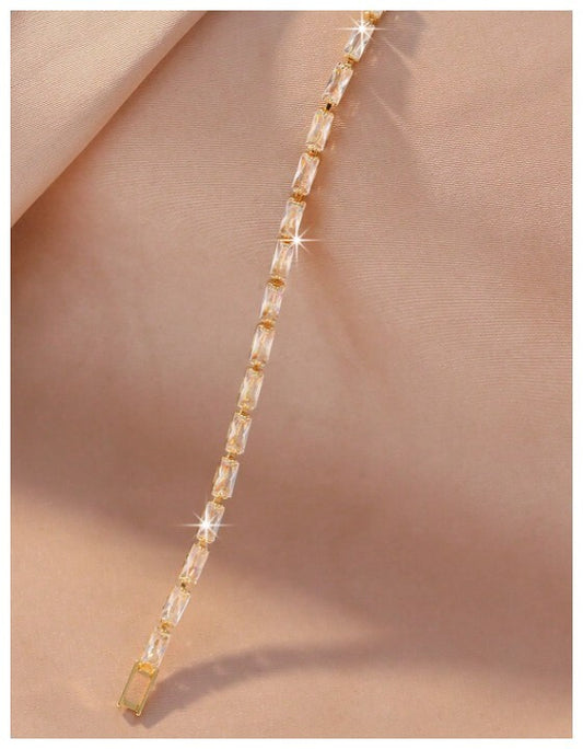 Radiant cut tennis - Bracelet - Gold - CZs - 4mm 7.87"