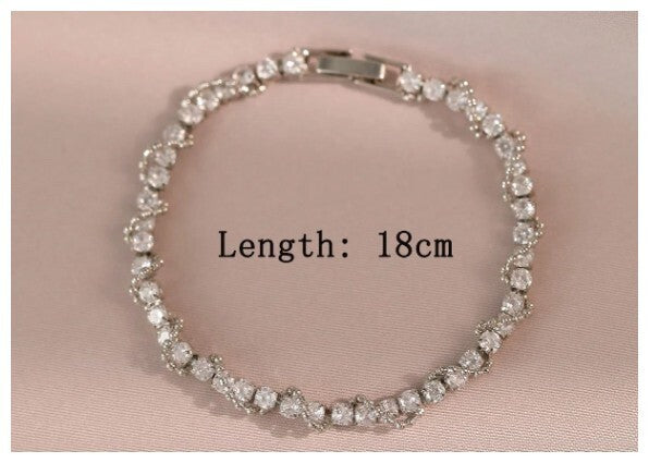 Twirled sparkle - Bracelet - Silver - CZs - 7"