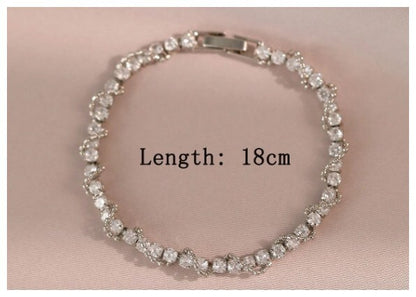 Twirled sparkle - Bracelet - Silver - CZs - 7"