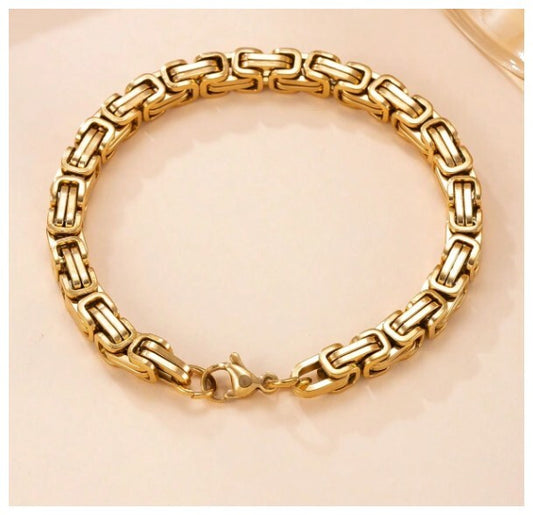 Square byzantine - Bracelet - Gold - 8"