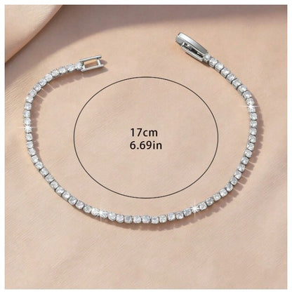 Sparkly round tennis - Bracelet - Silver - CZs - 5mm 7-8.5"