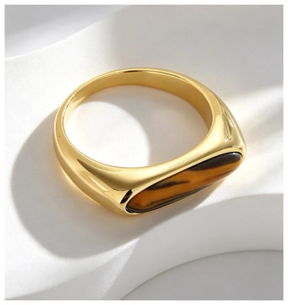 Brown stone - Ring - Gold - Size 8