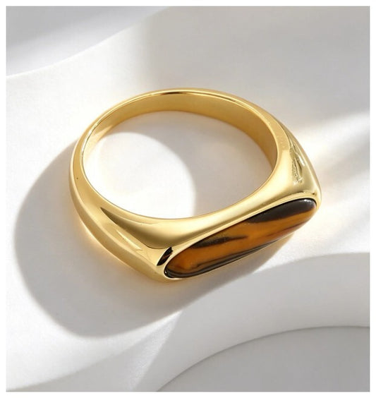 Brown stone - Ring - Gold - Size 6