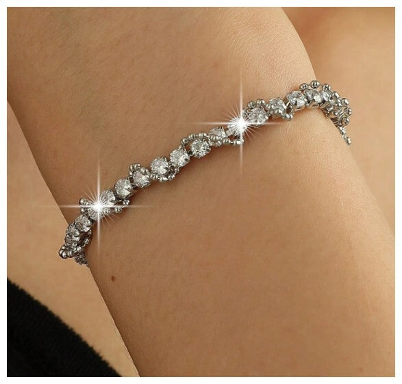 Twirled sparkle - Bracelet - Silver - CZs - 7"