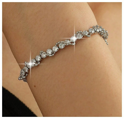 Twirled sparkle - Bracelet - Silver - CZs - 7"