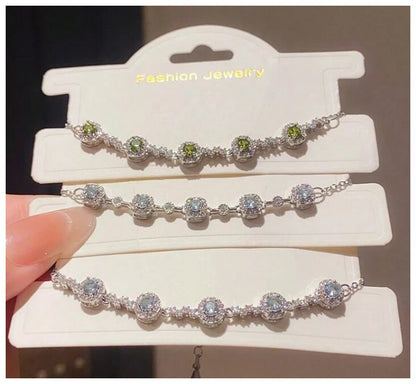 Delicate light blue - Bracelet - Silver - CZs - 7-8"