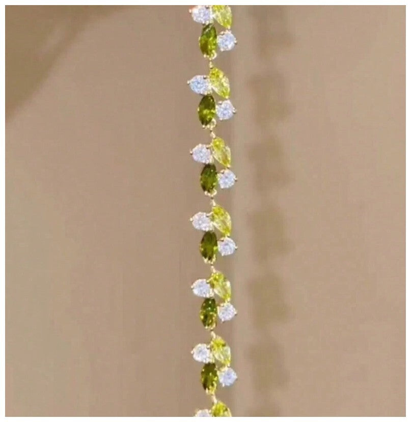 Green vine tennis - Bracelet - Gold - CZs - 7"